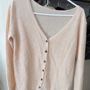 Elegant Cream Button-Up Women's Sweater
